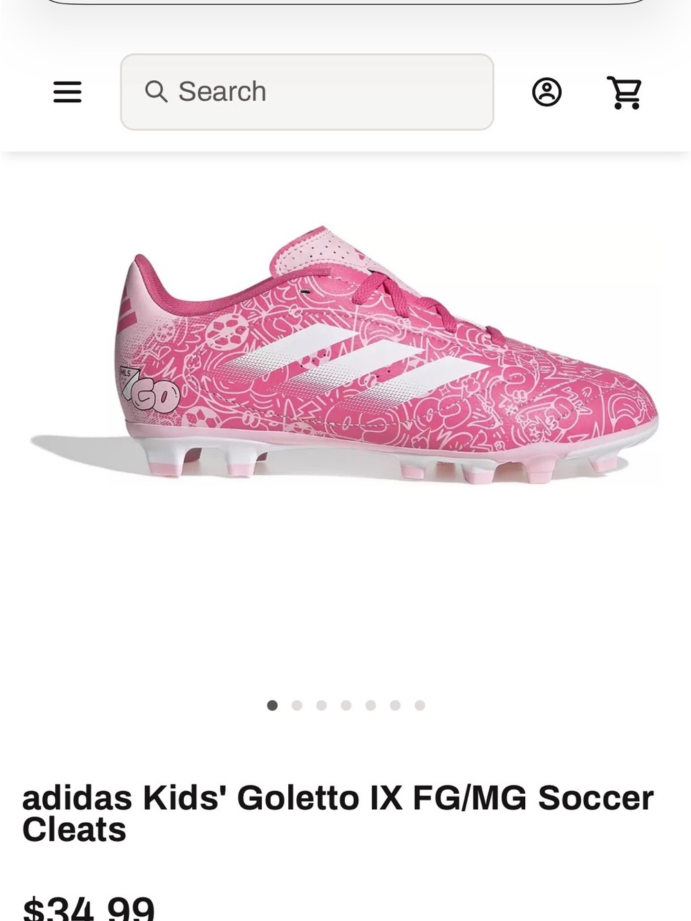 adidas Kids' Goletto IX FG/MG Soccer Cleats Pink & White